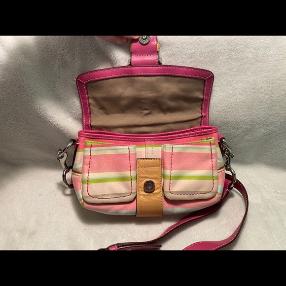 Coach Pink striped Coach Purse - Picture 7 of 7